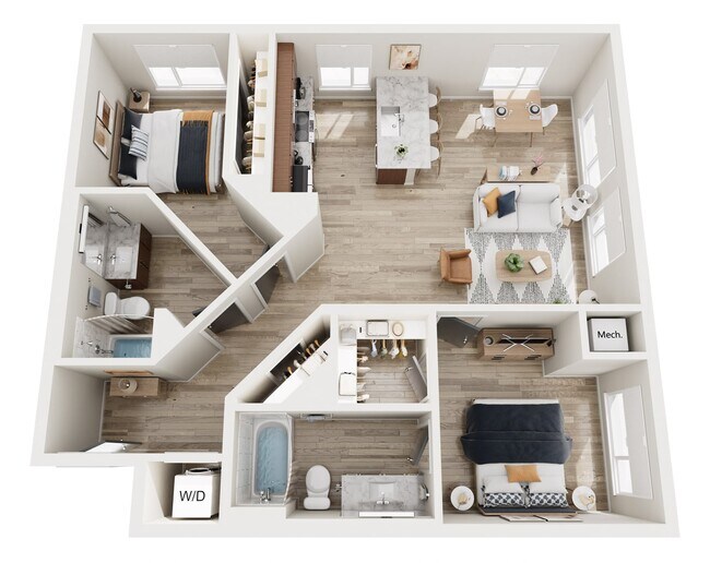 B12 Two Bedroom 258 floor plan